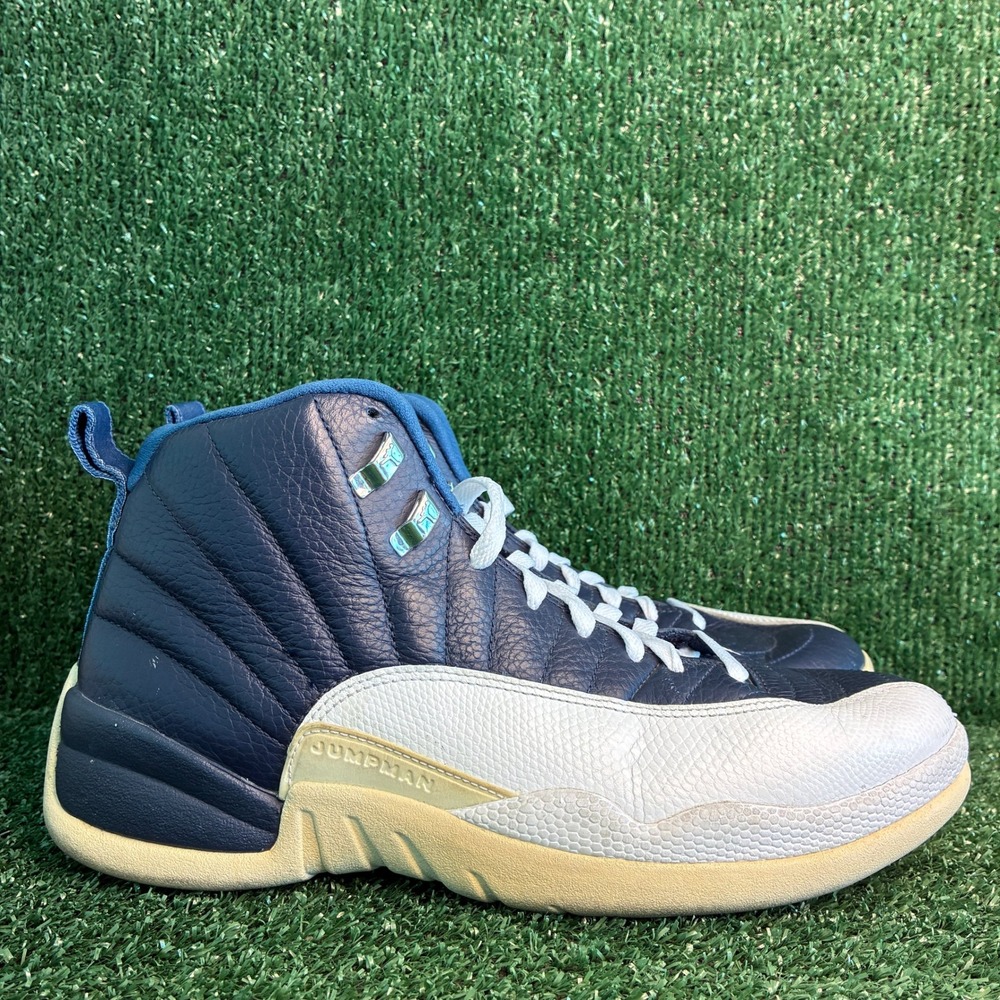 Jordan 12 Retro Obsidian French Blue Athletic Sneakers Navy White Mens Size 10
